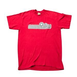Vintage Ohio State Buckeyes OSU Red Short Sleeve Graphic Tee Shirt Varsity